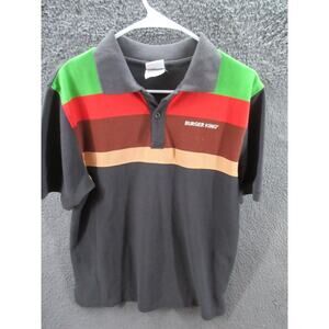 Vintage Burger King Polo Shirt Unisex Small Striped Uniform Work Employee BK